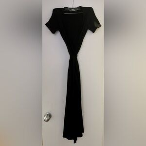 Reformation Black Ribbed Wrap Dress